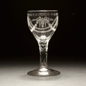 18th Century James Giles Bucrania Facet Wine Glass C1780
