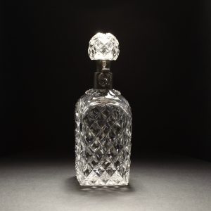 20th C Art Deco Hukin & Heath Silver Lock Whisky Glass Decanter C1931