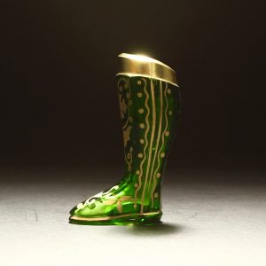 18th Century Georgian Gilded Boot Perfume Glass Bottle C1780