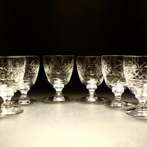 20th Century Art Deco Set 6 Stuart Large Red Wine Glasses C1930s