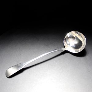 19th C Regency Large Solid Silver Ladle London Francis Higgings II Engraved Bee C1825