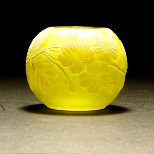 19th Century John Northwood  Chrysanthemum Citrine Glass Vase C1890