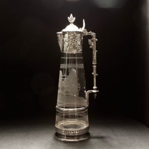 19th Century Richardson Roman Chariot Claret Elkington Silver Plate Glass Claret Jug