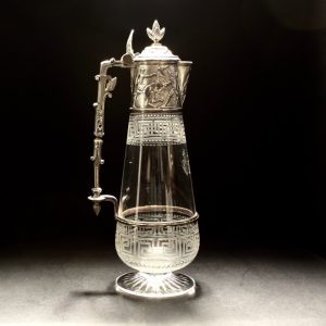 19th Century Richardson Silver Plated Roman & Horse Claret Glass Jug