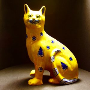 19th Century Emile Galle Faience Figural Cat Signed C1895