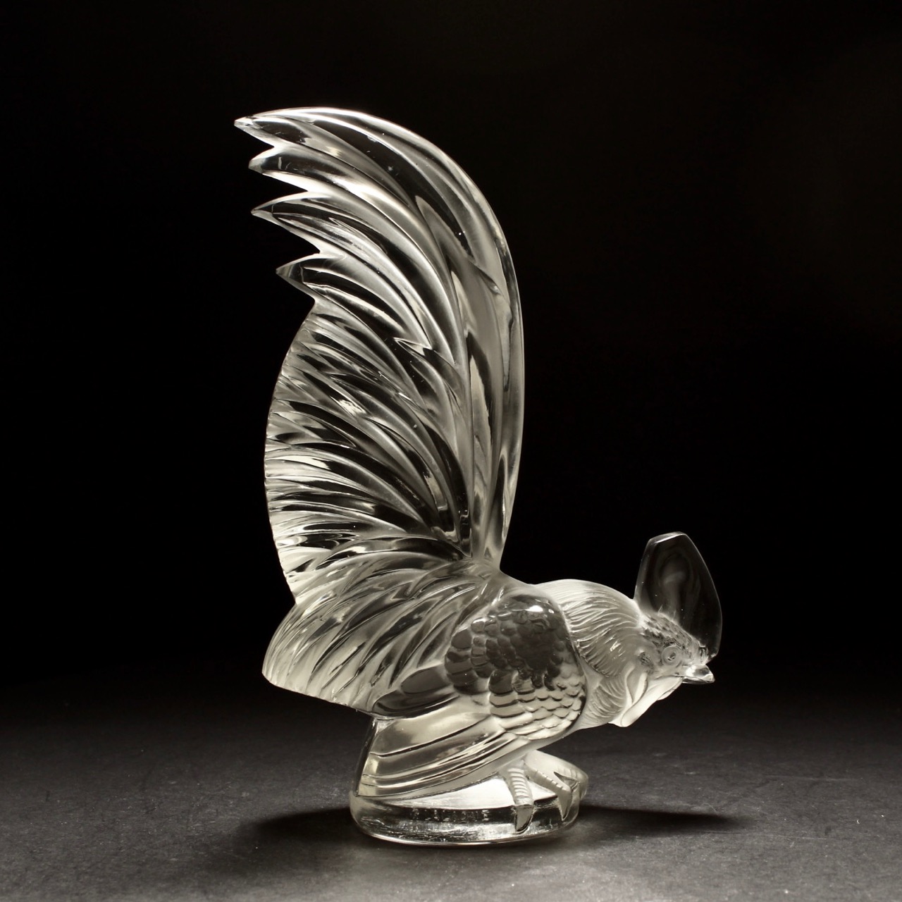Rene Lalique Coq Nain Clear & Frosted Glass Car Mascot C1928